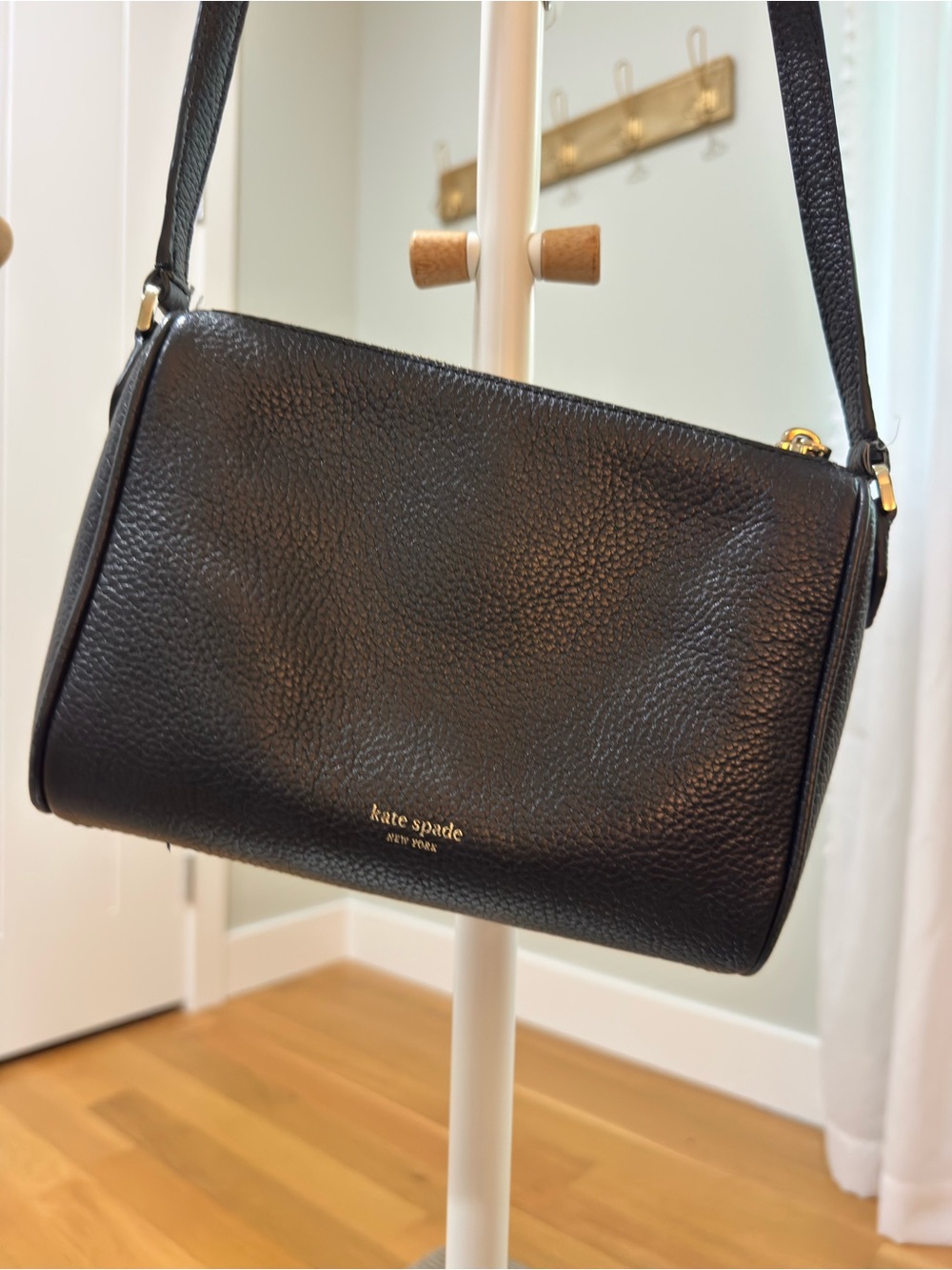 kate spade Black Pebbled Leather Gold-Accent Crossbody Bag - Picture 5 of 14